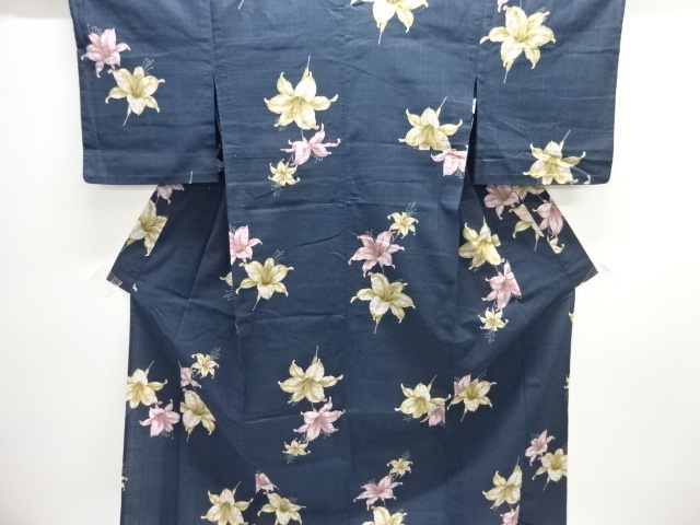 Japanese Kimono / Tsumugi Omeshi Cotton-hemp blend